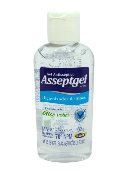 Gel Anti-Séptico Cristal Higienizador de Mãos 52g - Asseptgel